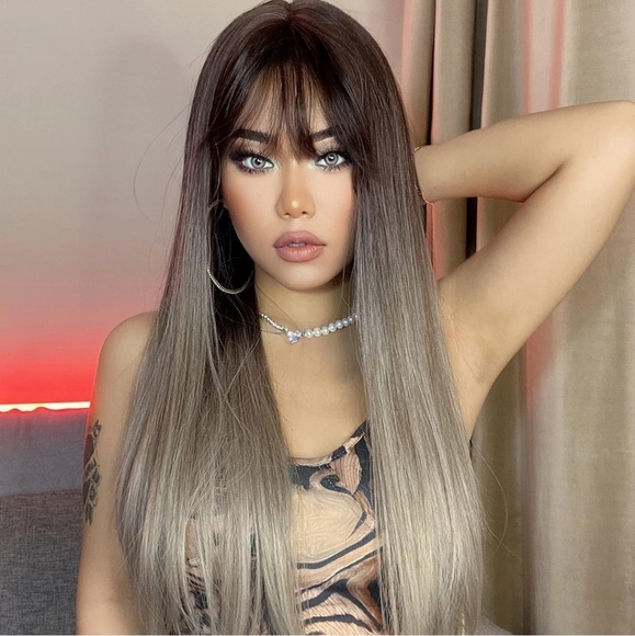 Lace Front Wigs for Women Hair Synthetic Wig with Dark Roots - Picture 4 of 5